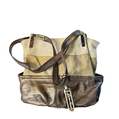 B Makowsky Women’s Color-block Hobo Leather Purse With Side Pockets Double Strap - Image 1 of 4