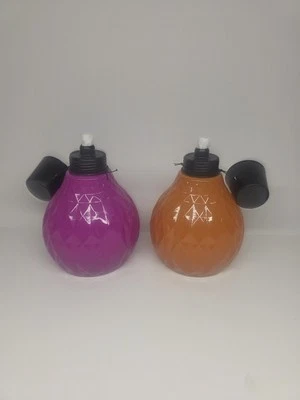 Lote de 2 antorchas de mesa de vidrio Tiki con tapas  Foto 1 de 4