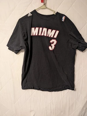 Dwyane Wade Miami Heat #3 T-Shirt XL Adidas NBA Tee Black - Image 1 of 3