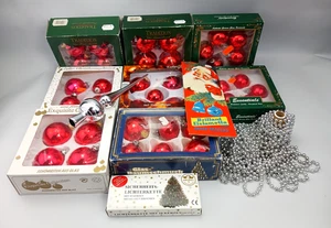 Bolas de árbol de Navidad rojo, cadena de luces Lametta, punta de árbol, colección de Navidad  - Imagen 1 de 14