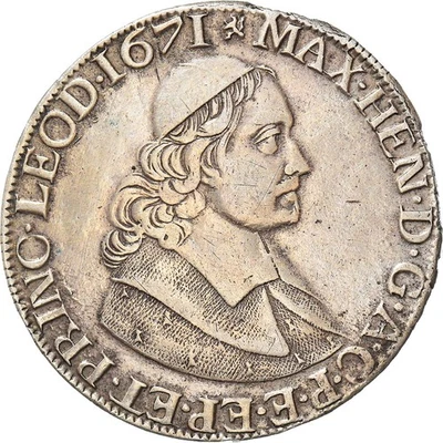 [#971128] Coin, LIEGE, Maximilian Henry, Ducatone, 1671, Liege, EF, Silver, KM:8 - Image 1 of 2