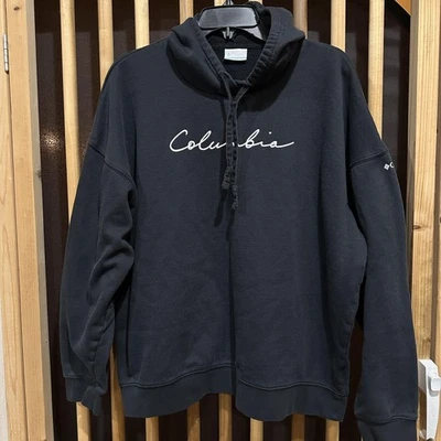 Moletom com capuz Columbia feminino XL preto pulôver com capuz logotipo ao ar livre Gorpcore - Imagem 1 de 4