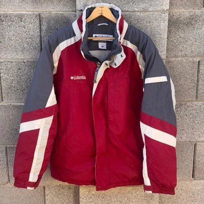Columbia 滑雪滑雪板夹克红色灰色大号 — 第 1/4 张图片