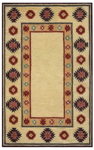 8x10 Rizzy Rugs Beige Bordered Jagged Prickly Area Rug SU2015 - Aprx 8' x 10' - Picture 1 of 3