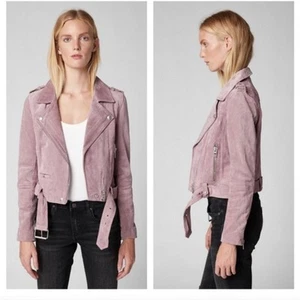 Blank NYC Lilac Suede Leather Women's Moto Jacket Size Large - Picture 1 of 13
