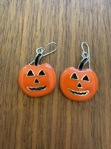Orange Kürbis Jack O Laterne Baumeln Halloween Ohrringe Haken - Bild 1 von 3