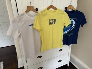 Lot 3 GAP Kids Short Sleeve Rash Guard Swim Shirt Boys Size L Yellow White Blue - Picture 1 of 9