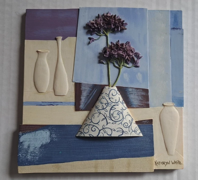 KATHRYN WHITE RESIN WALL ART PLAQUE 5X5 INCHES - Image 1 of 4