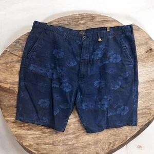 MENS LEVI STRAUSS & CO TWO HORSE BRAND FLORAL BLUE STRAIGHT CHINO SHORTS 36 37 - Picture 1 of 7