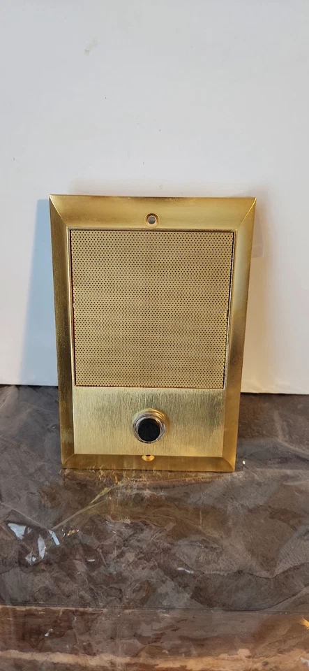 M&S SYSTEMS BD3B Bright Brass Wall Type Door Speaker W/black Bell Button - Image 1 of 4