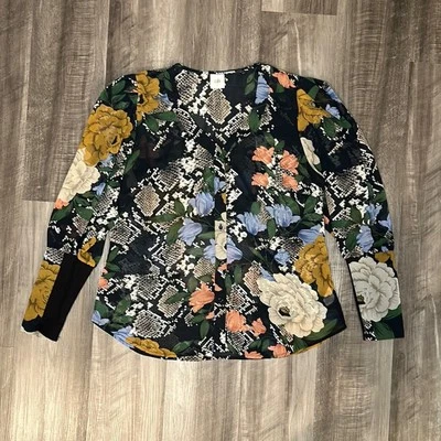 Cabi Snake Charmer Floral Sheer Long Sleeve Blouse - Large - Image 1 of 4