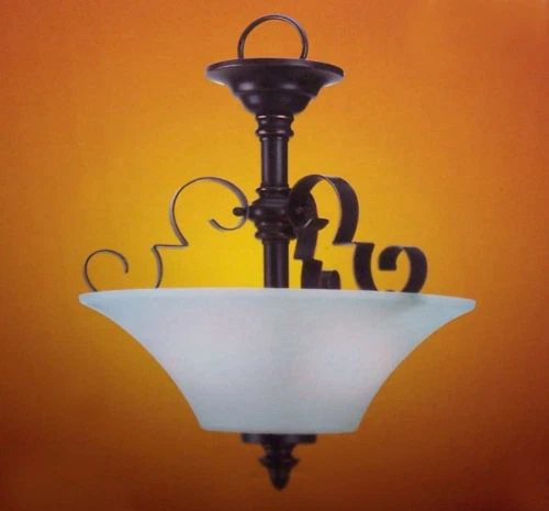 Pergamino Hierro Forjado Vestíbulo Luz Invertido Colgante Techo Semi Flushmount Bronce Foto 1 de 1