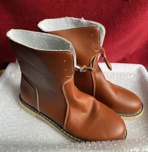 Damenstiefel Größe 41 (US 10) karmelfarben Vinyl-Stiefeletten Fleecefutter - Bild 1 von 7