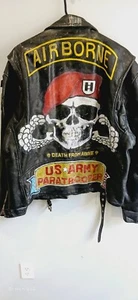 Vintage Bowen Aiborne USA Army Mens Leather Jacket Size L - Picture 1 of 16