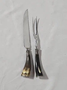 Juego de 2 piezas de tallado de acero inoxidable marca esterlina mango de cuerno de asta sintética - Imagen 1 de 5