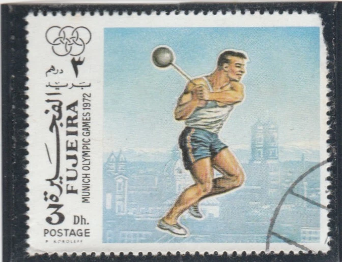 L7149 FUJEIRA Timbre Y&T N° 122 de 1971 " Jeux olympiques de Munich " Oblitéré - Photo 1/1