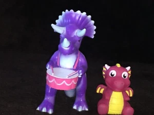 RARE Vintage ANKYO Triceratops Dinosaur Playing Drum by 6” & 3" dragon squirt  - Bild 1 von 6