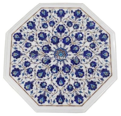 Marble Coffee Center Table Top Lapis Lazuli Mosaic Inlaid Decor Home Arts H1379 - Image 1 of 4