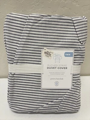 Funda nórdica doble Pottery Barn acanalada azul/blanco a rayas Foto 1 de 4