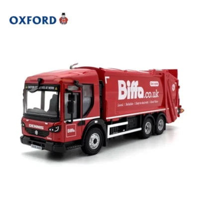 Diecast 1:76 Scale Alloy OXFORD Dennis Red Garbage Collection Truck Car Model Fi - Image 1 of 4