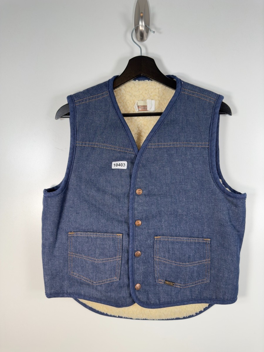 トップス 60-70s Sears Roebucks Denim Boa Vest /XL 70's Roebucks by Sears Denim Boa Vest L