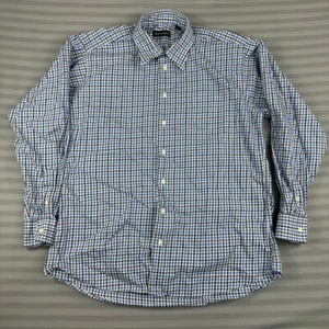 Camicia Bullock & Jones da uomo grande a scacchi blu gingham made in USA - Foto 1 di 9