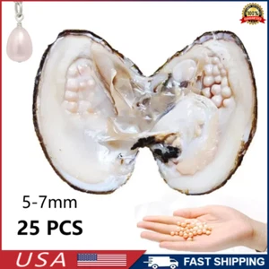25PCS Natural Akoya Pearl Oysters 5-7mm Real Pearl Freshwater Pearl Holiday Gift - Picture 1 of 13