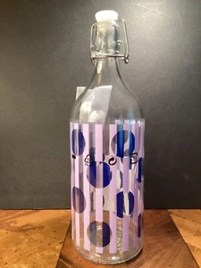 Ikea KORKEN Blue Polka Dots 32 oz Glass Bottle(s) w Stopper 11.25” 005.536.37 - Picture 1 of 8