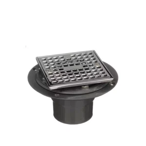 Round Gray PVC Shower Drain with 4-3/16 In. Square Screw-In Chrome Drain Cover - Picture 1 of 12