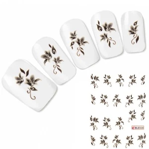 Tattoo Schwarz Flower Nail Art Aufkleber Blume Nagel Sticker Neu! - Picture 1 of 1