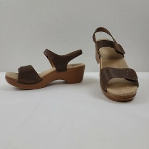 Dansko Sonnet Sandals Women’s US 10.5 Floral Leather Ankle Strap  Brown  - Picture 1 of 9