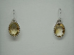 Sterling Silver 925 Oval Drop Lemon Quartz Earrings ,Silver Hook Wire Fittings - Picture 1 of 12