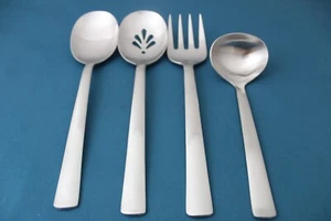 4pc Serving Tablespoon Pierced Helmick Welch SVENSKA / MERIT Satin 18/10 Korea - Picture 1 of 5