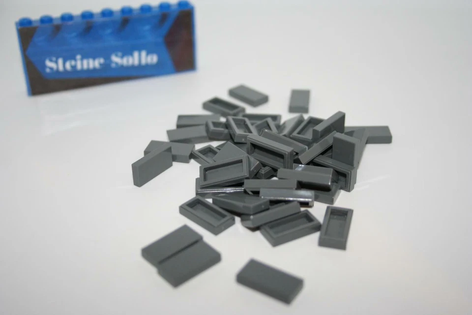 Lego (c) 50x Fliesen 1x2 dunkelgrau - 3069b - dark bluish gray tile - Kacheln - - Bild 1 von 1