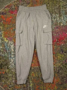 Nike Cargo Sweatpants Youth L Gray Fleece Joggers 26 In Inseam - Picture 1 of 12