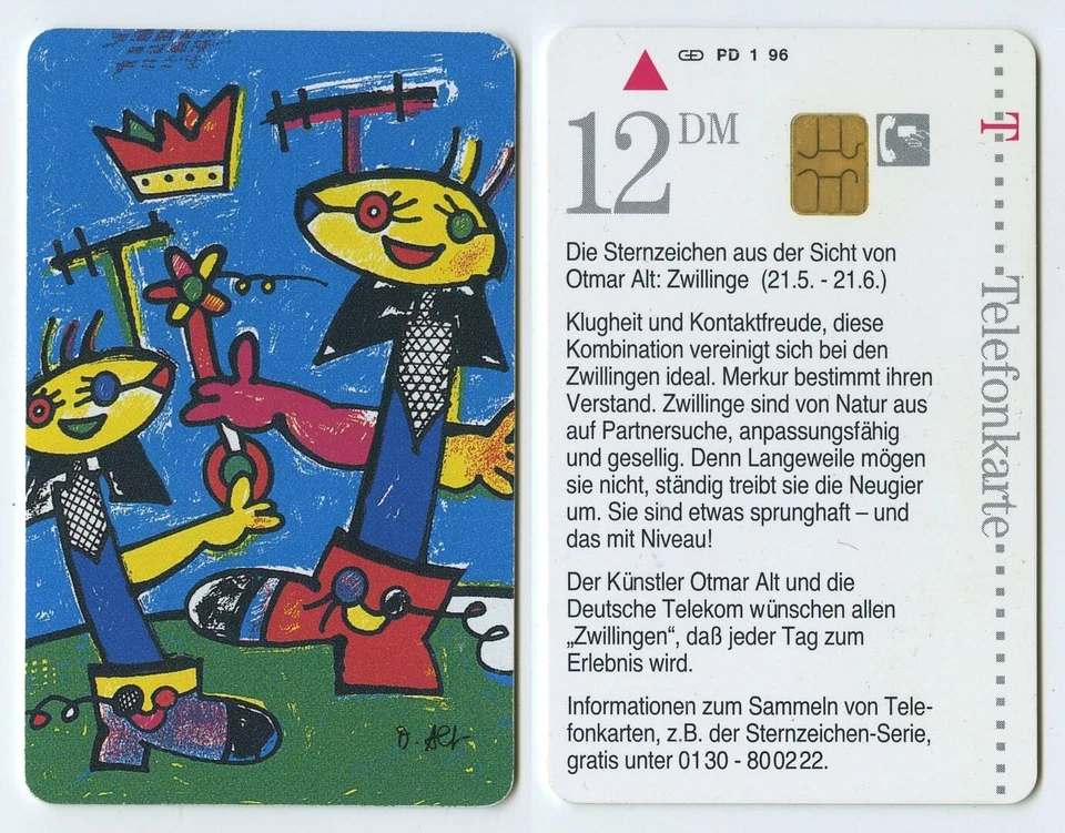 118675 - Otmar Alt: Zwillinge / Sternzeichen - alte Telefonkarte - Bild 1 von 1