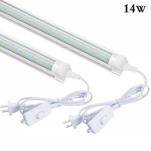 2Pcs 2FT LED Shop Light Fixtures 6000K 20W T8 Linkable Cabinet Closet Tube Light - Picture 1 of 8