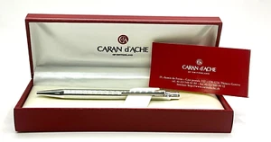 CV93 Caran D'Ache Silver Tone Engraved Texture Ballpoint Pen With O. Box - Picture 1 of 11
