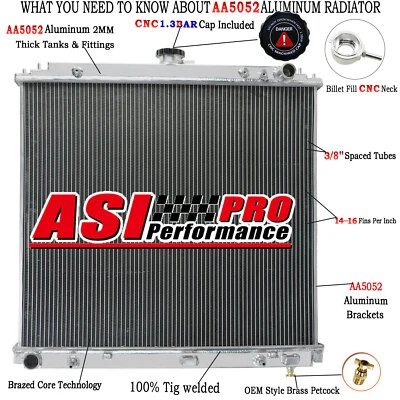 ASI 2 Row Radiator For 2005-18 Nissan Pathfinder Frontier Xterra 4.0L V6 5.6L V8 Foto 1 de 4
