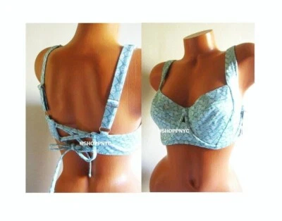 Top de biquíni Victoria's Secret natação com cadarço nas costas 38D 38DD com aro branco água - Imagem 1 de 4