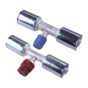 Beadlock AC Crimp Fittings Hose Splice Straight #8 #10 R134a Service Ports Best - Picture 1 of 6