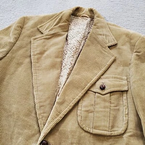 Vintage Montgomery Ward Blazer Sport Coat Jacket 40L Brown Corduroy 70s 80s Mod - Picture 1 of 20