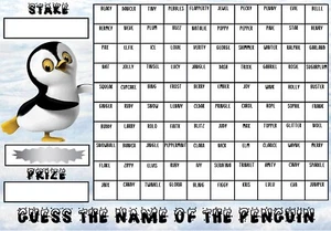 GUESS THE NAME OF PENGUIN SCRATCHCARD CHRISTMAS FAIR FETE GAME NOT TEDDY ELF 100 - Picture 1 of 1