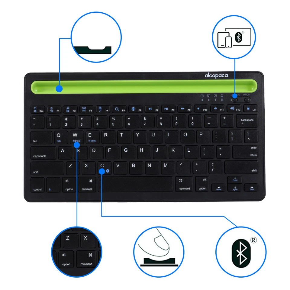 Alcopaca Wireless Bluetooth Keyboard with Stand RK908 Plastic Portable For iPad - Image 1 of 4