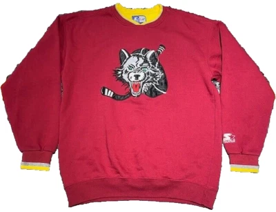 ВИНТАЖНЫЙ 90-х Chicago Wolves IHL стартер толстовка Crewneck хоккей размер L РЕДКАЯ - Изображение 1 из 4