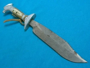BIG VINTAGE MEXICO ETCH EAGLE HEAD HUNTING SKINNING SURVIVAL BOWIE KNIFE ANTIQUE - Picture 1 of 14