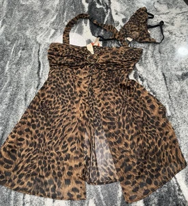 NWT Lane Bryant Cacique 14/16 Leopard Animal Print Nightie Set W Undies - Picture 1 of 9