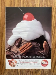 Pubblicità rivista vintage General Foods frusta fredda extra cremosa 1989, mucca gigante Sundae - Foto 1 di 2