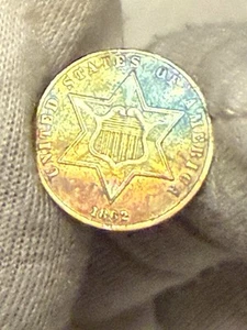 1862/1 Three Cent Silver Piece, Very Nice Choice Gem AU+ Overdate ** Free S/H - Picture 1 of 4