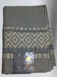 20"x30" Rustic Two-Tone Kitchen Mat Yellowstone 'Rip Collection' + Slip Rug Pad - Picture 1 of 5
